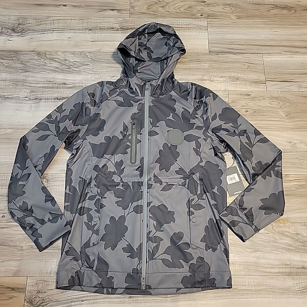 G/Fore Jacket Mens Medium Floral Charcoal Weather Resistant Repeller Hooded Nwt